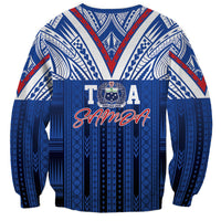 Toa Samoa Siva Tau Sweatshirt Royal Blue Chevron Geometric Heritage LT9 - Polynesian Pride