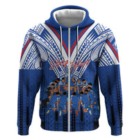 Toa Samoa Siva Tau Zip Hoodie Royal Blue Chevron Geometric Heritage LT9 Zip Hoodie Blue - Polynesian Pride