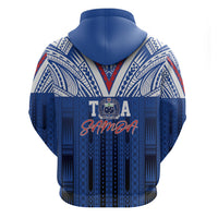 Toa Samoa Siva Tau Zip Hoodie Royal Blue Chevron Geometric Heritage LT9 - Polynesian Pride