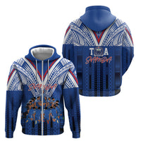 Toa Samoa Siva Tau Zip Hoodie Royal Blue Chevron Geometric Heritage LT9 - Polynesian Pride