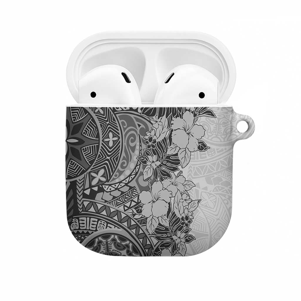 Polynesia AirPods Case Hibiscus Hawaiian Tribal Tattoo Retro Gray - Polynesian Pride
