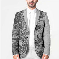 Polynesia Blazer Hibiscus Hawaiian Tribal Tattoo Retro Gray - Polynesian Pride