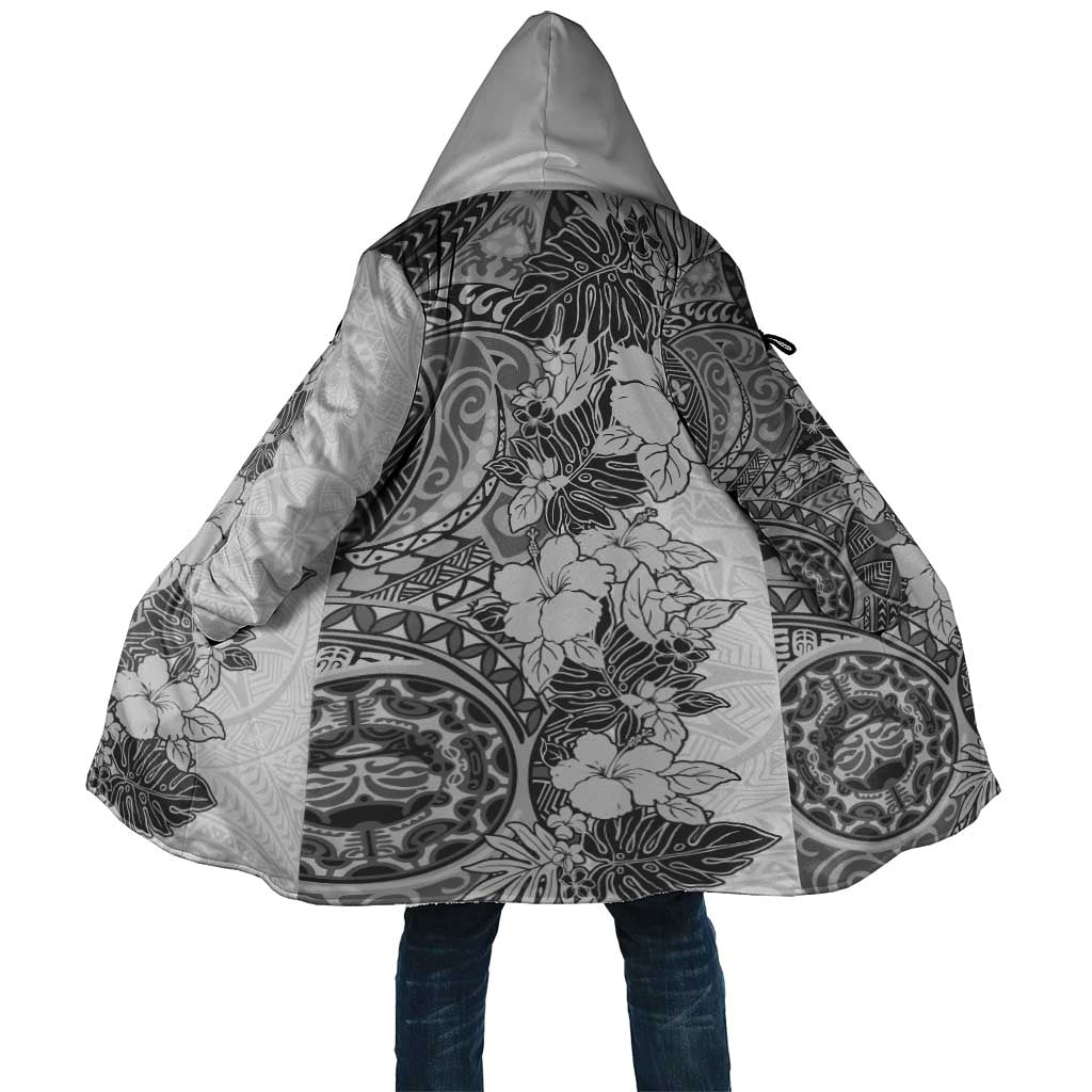 Polynesia Cloak Hibiscus Hawaiian Tribal Tattoo Retro Gray - Polynesian Pride