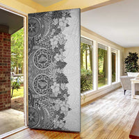 Polynesia Door Cover Hibiscus Hawaiian Tribal Tattoo Retro Gray - Polynesian Pride