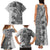 Polynesia Family Matching Tank Maxi Dress and Hawaiian Shirt Hibiscus and Hawaiian Tribal Tattoo Retro Style Gray Color LT9 - Polynesian Pride