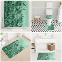 Polynesia Bathroom Set Hibiscus Hawaiian Tribal Tattoo Retro Green - Polynesian Pride