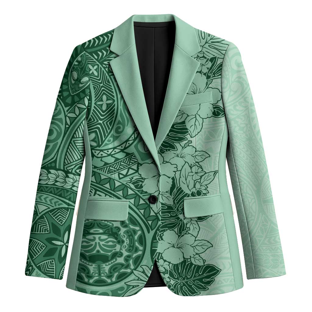 Polynesia Blazer Hibiscus Hawaiian Tribal Tattoo Retro Green - Polynesian Pride