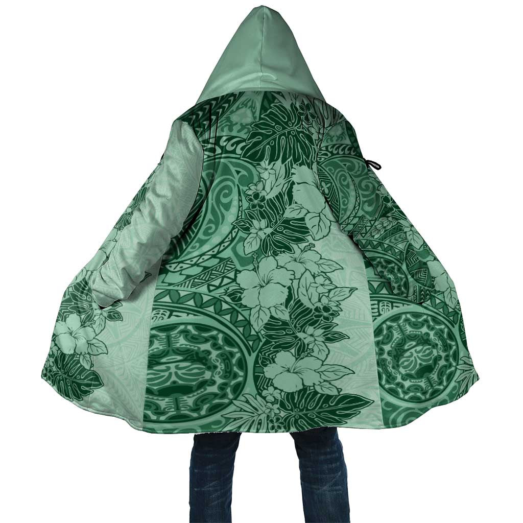 Polynesia Cloak Hibiscus Hawaiian Tribal Tattoo Retro Green - Polynesian Pride