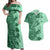 Polynesia Couples Matching Off Shoulder Maxi Dress and Hawaiian Shirt Hibiscus and Hawaiian Tribal Tattoo Retro Style Green Color LT9 Green - Polynesian Pride