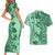 Polynesia Couples Matching Short Sleeve Bodycon Dress and Hawaiian Shirt Hibiscus and Hawaiian Tribal Tattoo Retro Style Green Color LT9 - Polynesian Pride