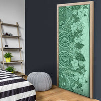 Polynesia Door Cover Hibiscus Hawaiian Tribal Tattoo Retro Green - Polynesian Pride