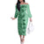Polynesia Family Matching Off Shoulder Long Sleeve Dress and Hawaiian Shirt Hibiscus and Hawaiian Tribal Tattoo Retro Style Green Color LT9 Mom's Dress Green - Polynesian Pride