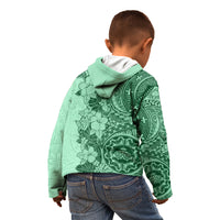 Polynesia Kid Hoodie Hibiscus and Hawaiian Tribal Tattoo Retro Style Green Color LT9 - Polynesian Pride