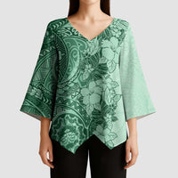 Polynesia Kimono Sleeve Blouse Hibiscus Hawaiian Tribal Tattoo Retro Green - Polynesian Pride