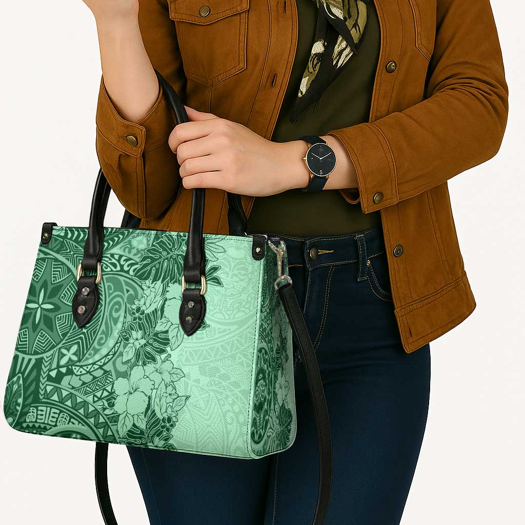 Polynesia Leather Bag Hibiscus Hawaiian Tribal Tattoo Retro Green - Polynesian Pride