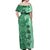 Polynesia Off Shoulder Maxi Dress Hibiscus and Hawaiian Tribal Tattoo Retro Style Green Color LT9 - Polynesian Pride