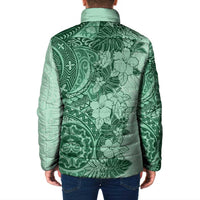 Polynesia Padded Jacket Hibiscus Hawaiian Tribal Tattoo Retro Green - Polynesian Pride