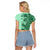 Polynesia Raglan Cropped T Shirt Hibiscus and Hawaiian Tribal Tattoo Retro Style Green Color LT9 - Polynesian Pride