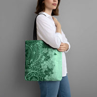 Polynesia Tote Bag Hibiscus Hawaiian Tribal Tattoo Retro Green - Polynesian Pride