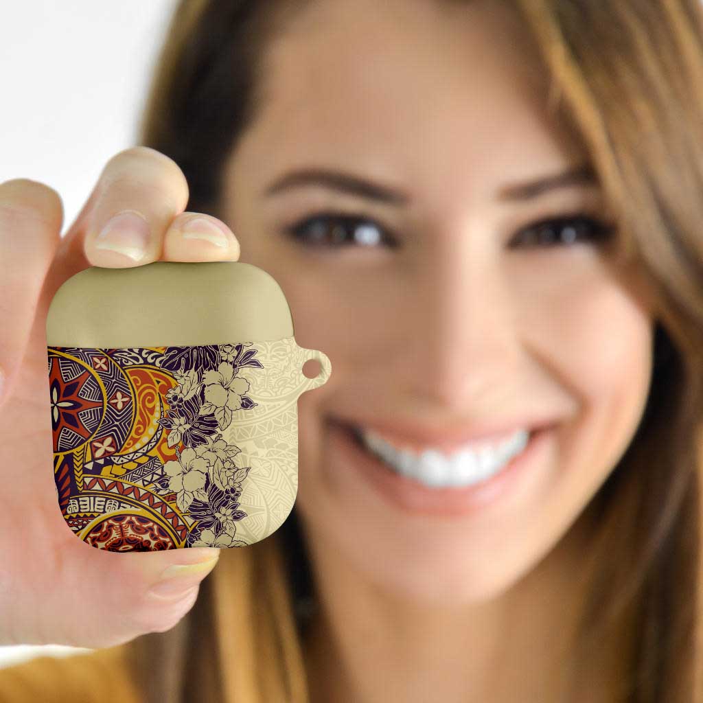 Polynesia AirPods Case Hibiscus Hawaiian Tribal Tattoo Retro Tan - Polynesian Pride