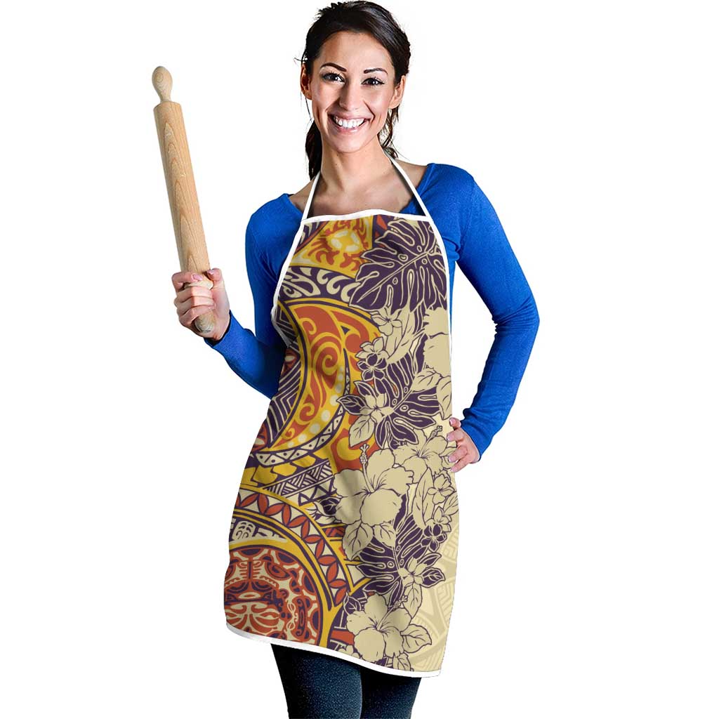 Polynesia Apron Hibiscus Hawaiian Tribal Tattoo Retro Tan - Polynesian Pride