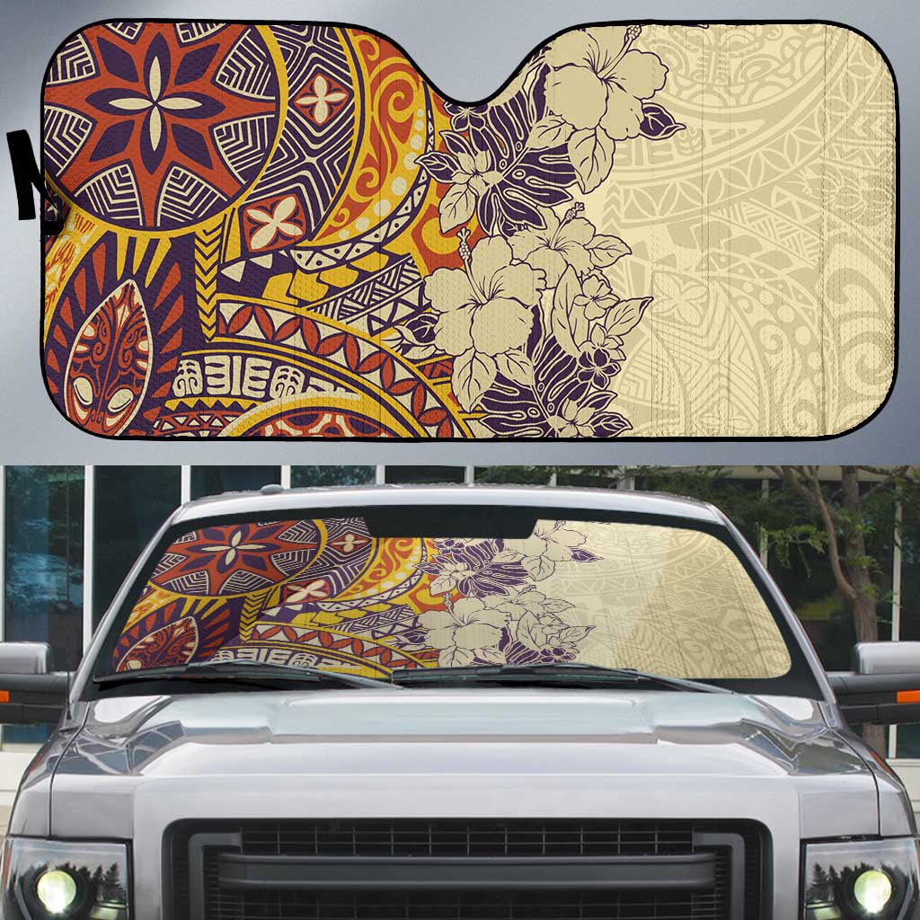Polynesia Auto Sun Shade Hibiscus Hawaiian Tribal Tattoo Retro Tan - Polynesian Pride