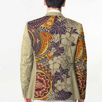 Polynesia Blazer Hibiscus Hawaiian Tribal Tattoo Retro Tan - Polynesian Pride