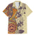 Polynesia Family Matching Tank Maxi Dress and Hawaiian Shirt Hibiscus and Hawaiian Tribal Tattoo Retro Style Tan Color LT9 Dad's Shirt - Short Sleeve Tan - Polynesian Pride
