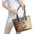 Polynesia Leather Tote Bag Hibiscus and Hawaiian Tribal Tattoo Retro Style Tan Color LT9 - Polynesian Pride