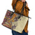 Polynesia Leather Tote Bag Hibiscus and Hawaiian Tribal Tattoo Retro Style Tan Color LT9 - Polynesian Pride