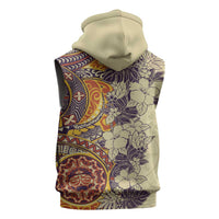 Polynesia Sleeveless Hoodie Hibiscus Hawaiian Tribal Tattoo Retro Tan - Polynesian Pride