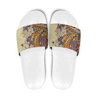 Polynesia Slide Sandals Hibiscus Hawaiian Tribal Tattoo Retro Tan - Polynesian Pride