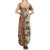 Polynesia Summer Maxi Dress Hibiscus and Hawaiian Tribal Tattoo Retro Style Tan Color LT9 - Polynesian Pride