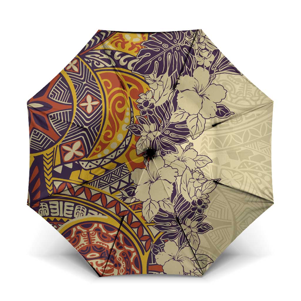Polynesia Umbrella Hibiscus Hawaiian Tribal Tattoo Retro Tan - Polynesian Pride