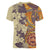Polynesia Women V Neck T Shirt Hibiscus and Hawaiian Tribal Tattoo Retro Style Tan Color LT9 - Polynesian Pride