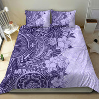 Polynesia Bedding Set Hibiscus and Hawaiian Tribal Tattoo Retro Style Violet Color LT9 - Polynesian Pride