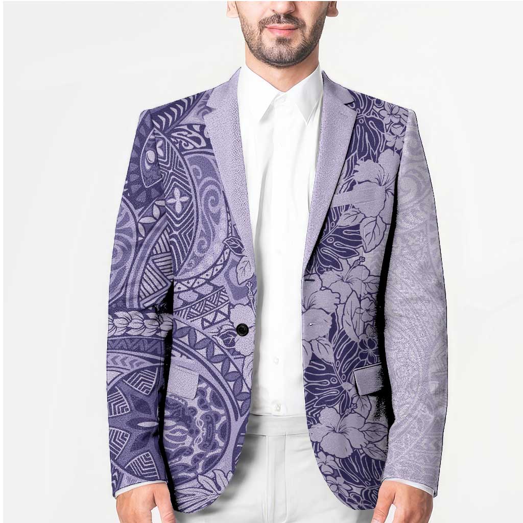 Polynesia Blazer Hibiscus Hawaiian Tribal Tattoo Retro Violet - Polynesian Pride