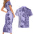 Polynesia Couples Matching Short Sleeve Bodycon Dress and Hawaiian Shirt Hibiscus and Hawaiian Tribal Tattoo Retro Style Violet Color LT9 - Polynesian Pride