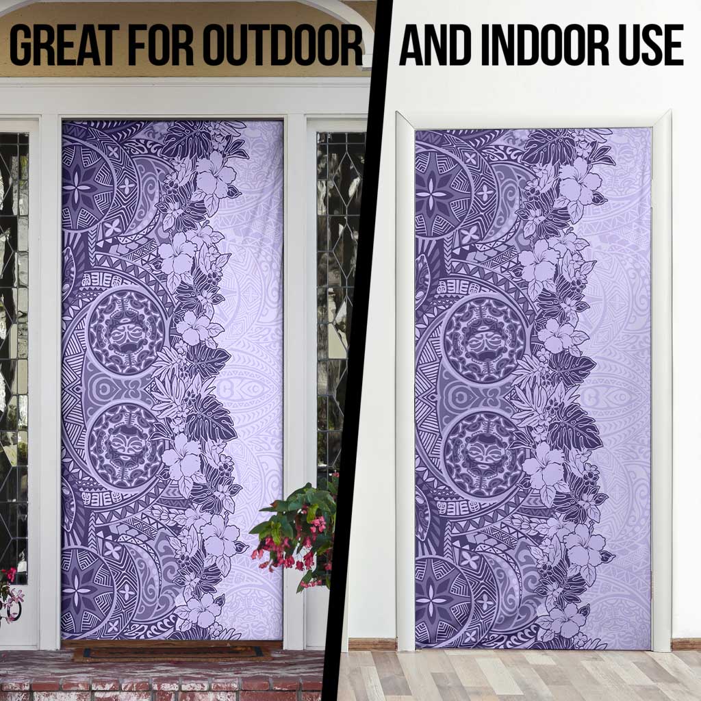 Polynesia Door Cover Hibiscus Hawaiian Tribal Tattoo Retro Violet - Polynesian Pride