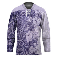 Polynesia Hockey Jersey Hibiscus Hawaiian Tribal Tattoo Retro Violet - Polynesian Pride