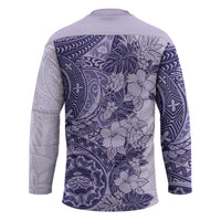 Polynesia Hockey Jersey Hibiscus Hawaiian Tribal Tattoo Retro Violet - Polynesian Pride