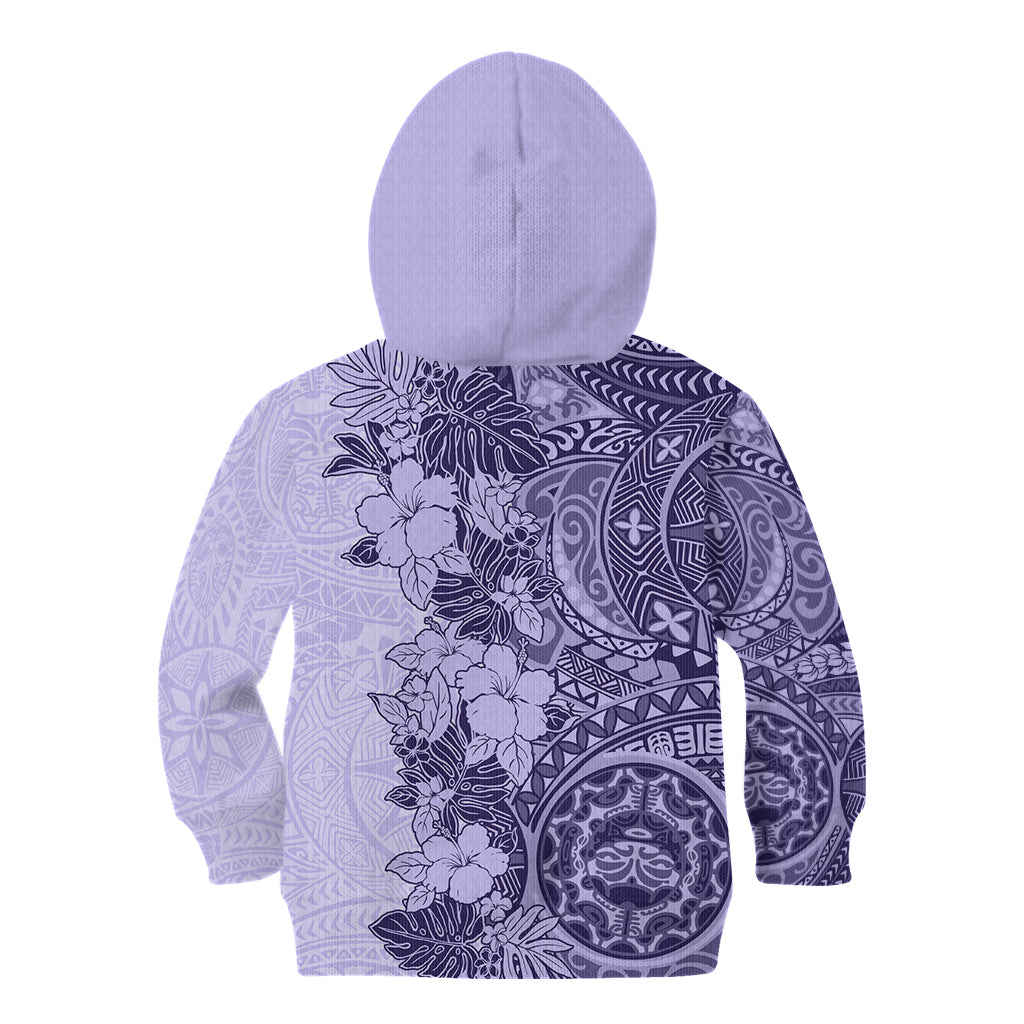 Polynesia Kid Hoodie Hibiscus and Hawaiian Tribal Tattoo Retro Style Violet Color LT9 - Polynesian Pride