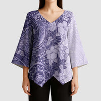 Polynesia Kimono Sleeve Blouse Hibiscus Hawaiian Tribal Tattoo Retro Violet - Polynesian Pride