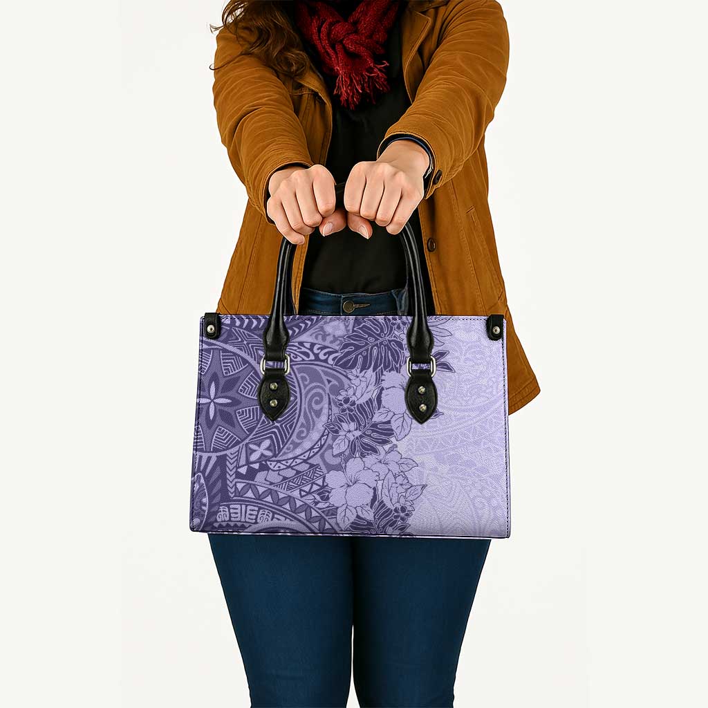 Polynesia Leather Bag Hibiscus Hawaiian Tribal Tattoo Retro Violet - Polynesian Pride