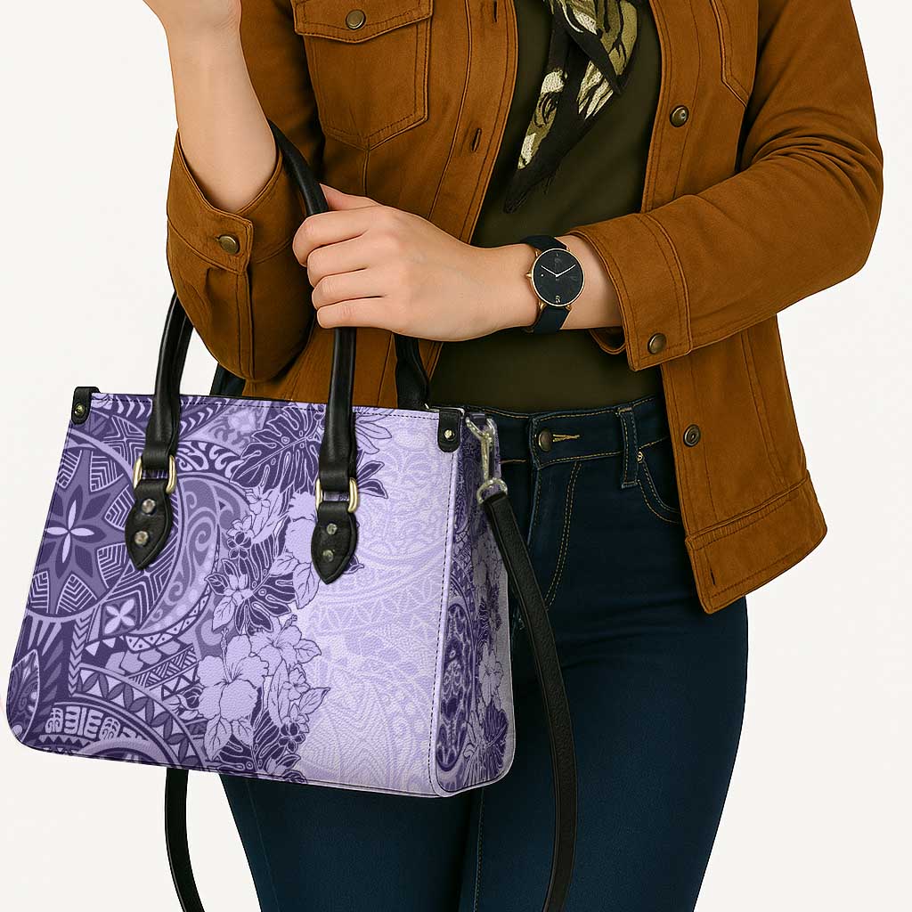 Polynesia Leather Bag Hibiscus Hawaiian Tribal Tattoo Retro Violet - Polynesian Pride