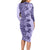 Polynesia Long Sleeve Bodycon Dress Hibiscus and Hawaiian Tribal Tattoo Retro Style Violet Color LT9 - Polynesian Pride