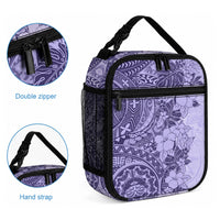 Polynesia Lunch Bag Hibiscus and Hawaiian Tribal Tattoo Retro Style Violet Color LT9 - Polynesian Pride
