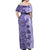 Polynesia Off Shoulder Maxi Dress Hibiscus and Hawaiian Tribal Tattoo Retro Style Violet Color LT9 - Polynesian Pride