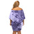 Polynesia Off Shoulder Short Dress Hibiscus and Hawaiian Tribal Tattoo Retro Style Violet Color LT9 - Polynesian Pride