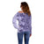 Polynesia Off Shoulder Sweater Hibiscus and Hawaiian Tribal Tattoo Retro Style Violet Color LT9 - Polynesian Pride